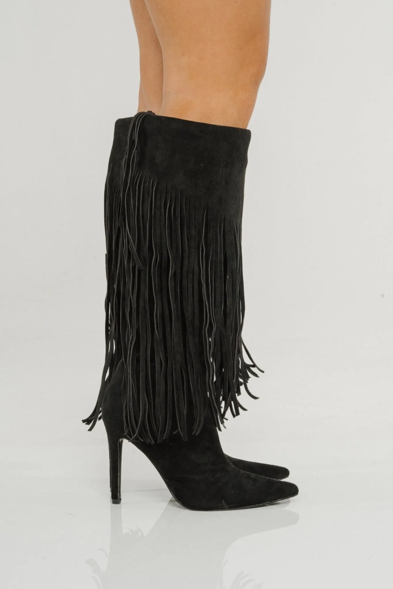 Sadie Fringed Boot In Black