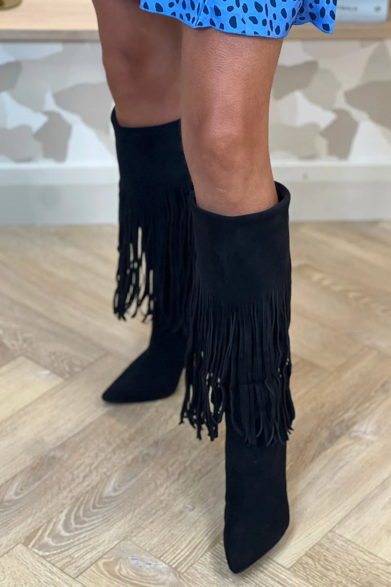 Sadie Fringed Boot In Black