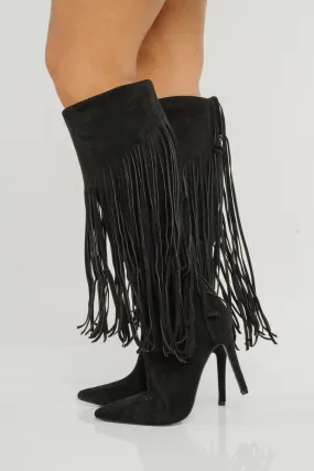 Sadie Fringed Boot In Black