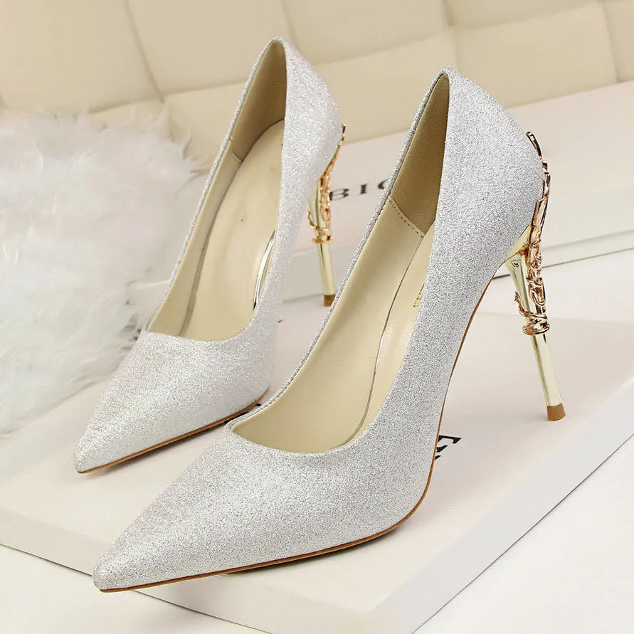 Sexy Pumps Gold Silver Thin Heel High Heel Shoes