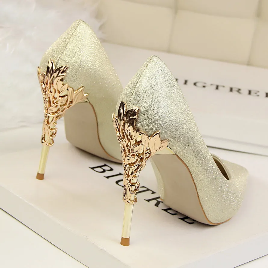 Sexy Pumps Gold Silver Thin Heel High Heel Shoes