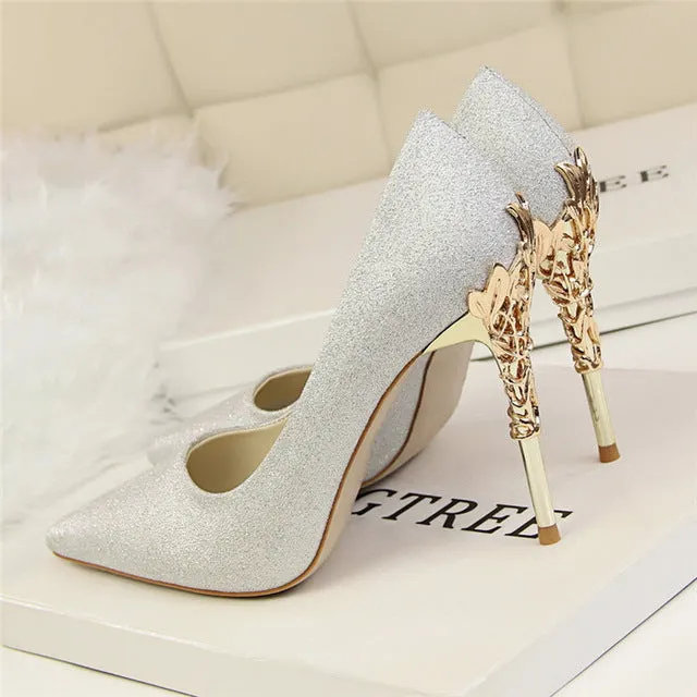 Sexy Pumps Gold Silver Thin Heel High Heel Shoes