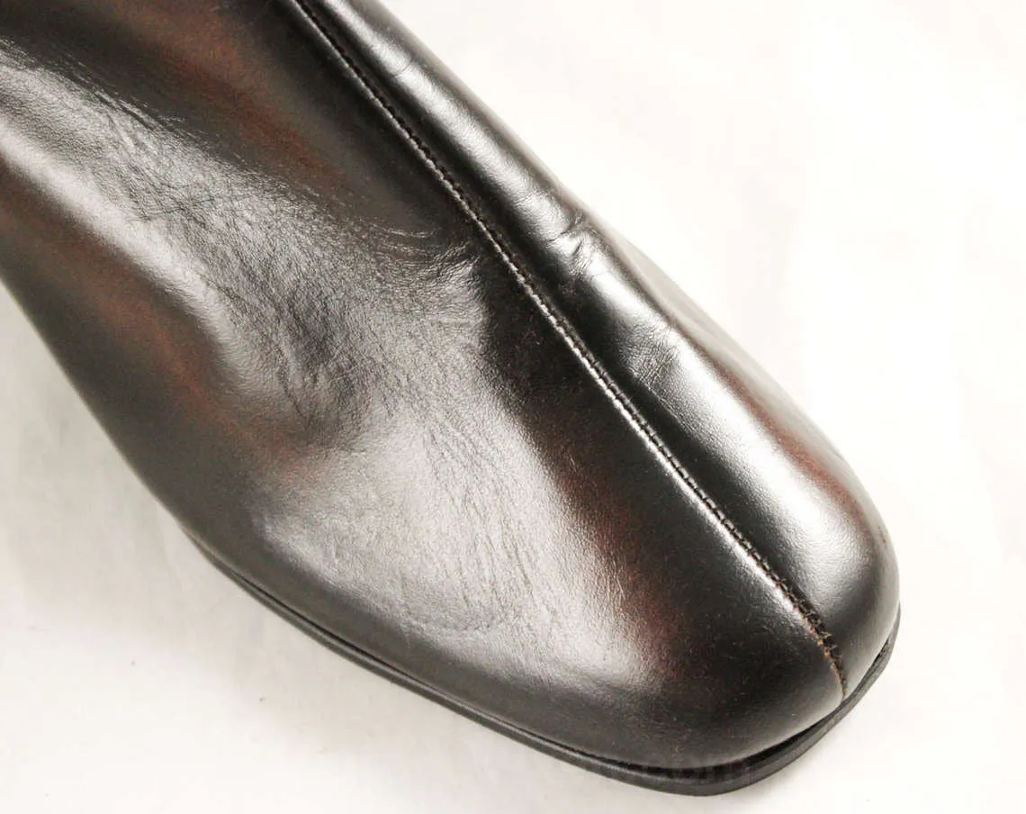 Size 10 Brown Boots - Wide Width Unworn 1960s Sophisticated Classic Leather Boot - Soft Fleecy Lining - NOS 60s Deadstock - 10W - 47741