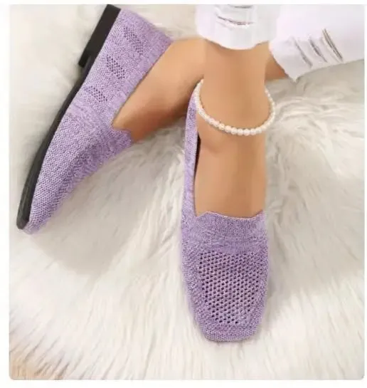 Solid Color Square Toe Mesh Loafers™