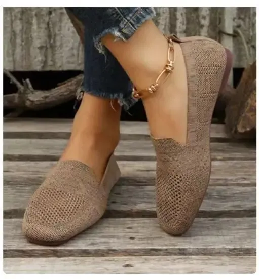 Solid Color Square Toe Mesh Loafers™