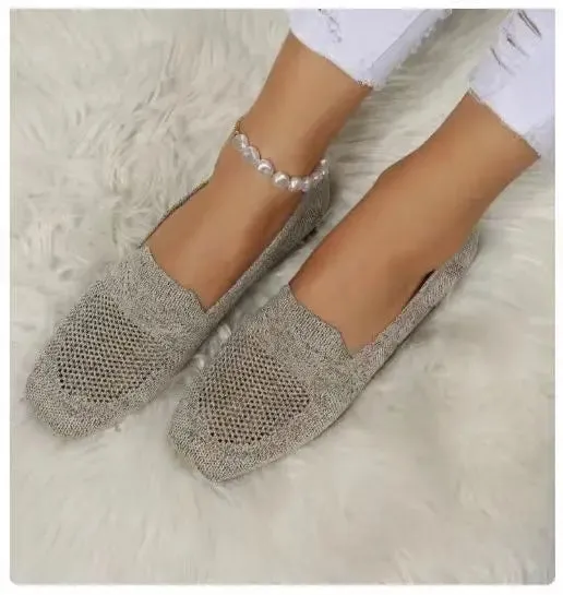 Solid Color Square Toe Mesh Loafers™