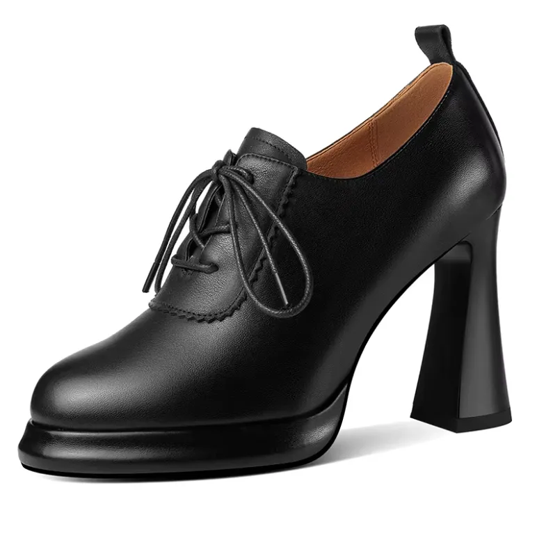 USS Shoes Nahomy Women's Leather High Heels Platform Pumps