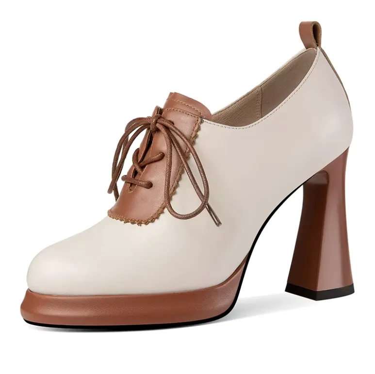 USS Shoes Nahomy Women's Leather High Heels Platform Pumps