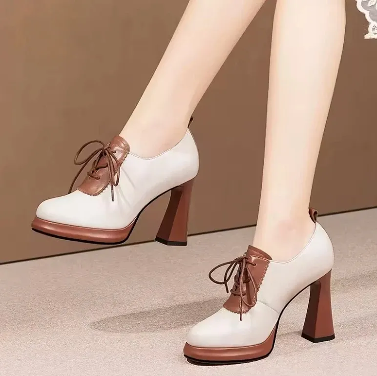 USS Shoes Nahomy Women's Leather High Heels Platform Pumps