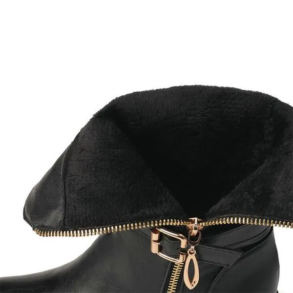 Women's Fashionable Belt Buckle Thick Heel Knight Boots 51705048S