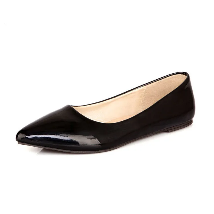 Women's spring summer candy color pointed toe slip on flats | Office work flats