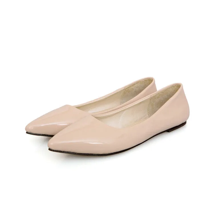 Women's spring summer candy color pointed toe slip on flats | Office work flats