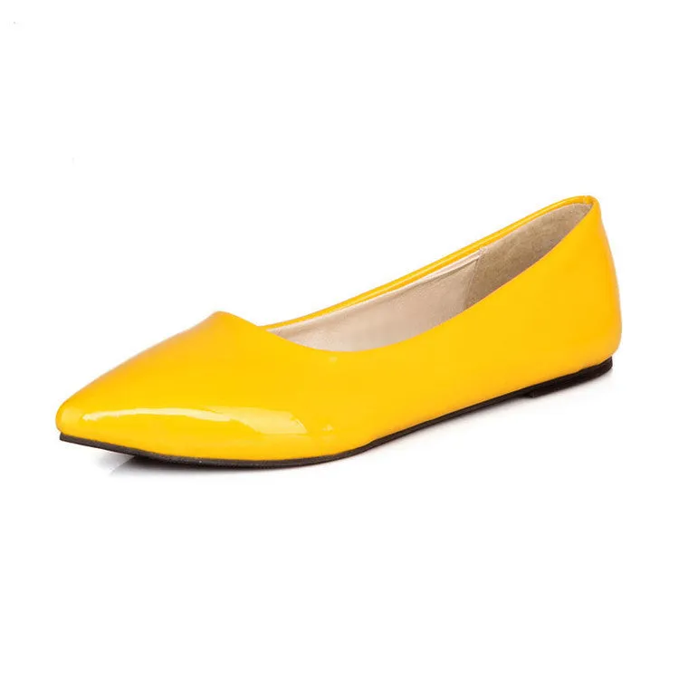 Women's spring summer candy color pointed toe slip on flats | Office work flats