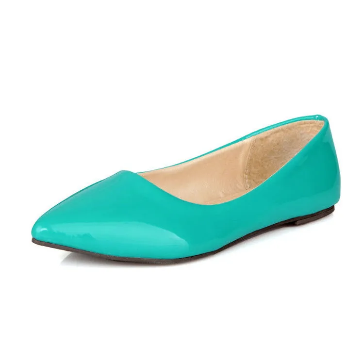 Women's spring summer candy color pointed toe slip on flats | Office work flats
