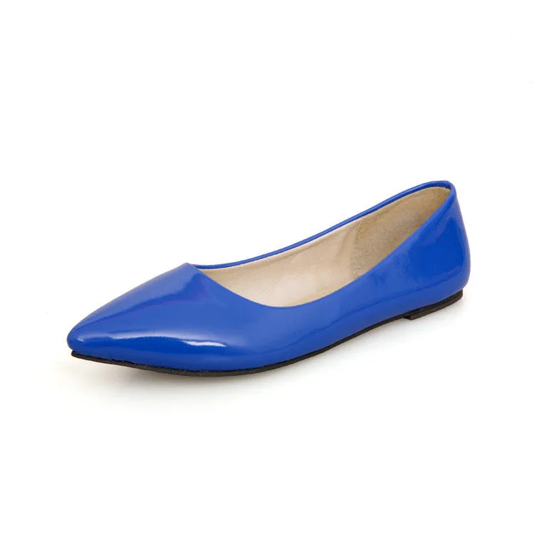 Women's spring summer candy color pointed toe slip on flats | Office work flats