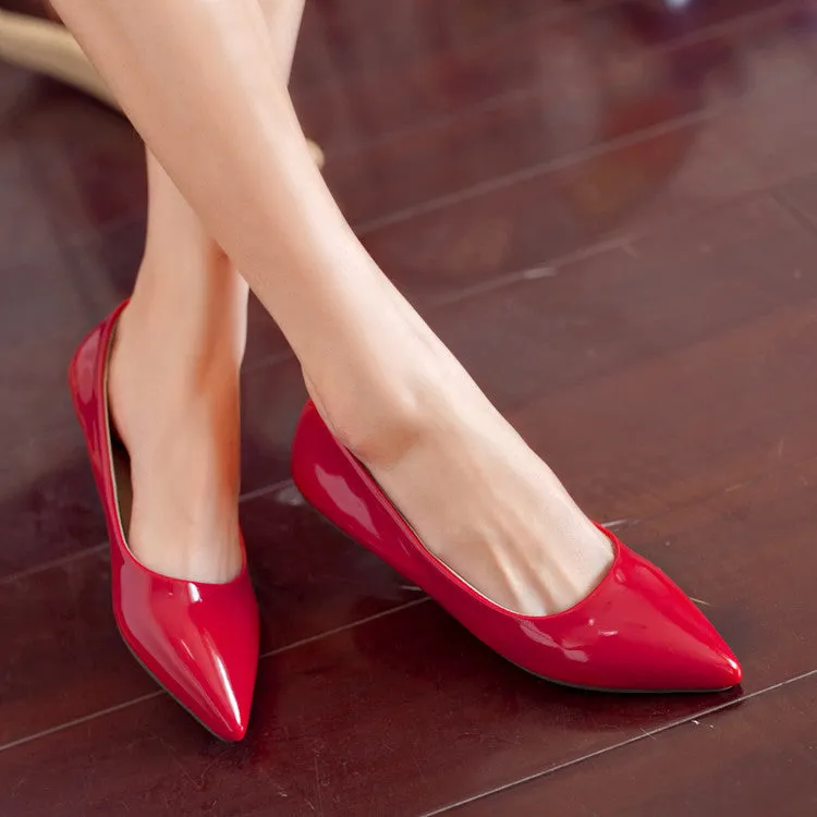 Women's spring summer candy color pointed toe slip on flats | Office work flats